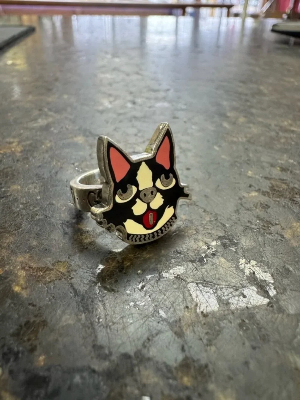 GUCCI BOSCO & ORSON BOSTON TERRIER DOG .925 Sterling Silver Ring - Size 5.5